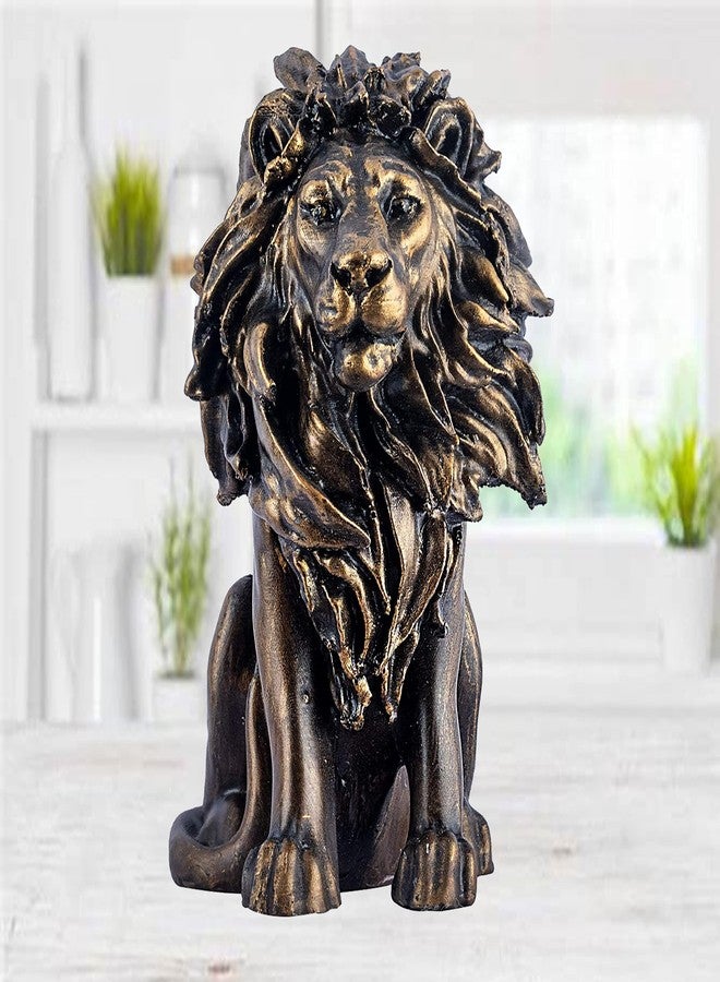 DEQUERA Lion Statue Figurine Idol for Home Decoration, Color : (Golden) - Image 1